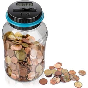 Tirelire compteuse de pi&egrave;ces, 1,5 l, bo&icirc;te de comptage automatique - Neuf