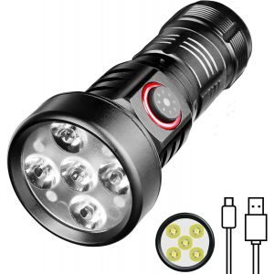 ERYI-Edc Lampe De Poche Rechargeable,2000 Lumens Lampe De Poche Portable Lumière Blanche Lumière Rouge 5 Modèle Edc Petite Lampe De Poche,Ip68 Étanche Torche Led Puissante Urgences,Le Camping - Neuf