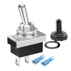 Interrupteur à Bascule Métal 25 A 12 V CC/15 A 24 V CC/10 A 250 V CA/15 A 125 V CA SPST ON/OFF 2 Broches 2 Positions avec Capuchon de Protection étanche pour Voiture Automatique KN3D-101 - Neuf