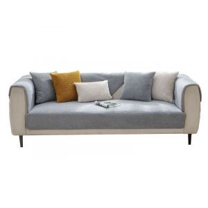 Housse De Coussin De Canap&eacute; En Peluche Grise 70 X 150 Cm, Protection Antid&eacute;rapante Pour Meubles - Neuf