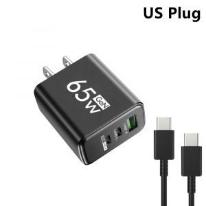 Chargeur Usb &Agrave; 3 Ports Pd Type C,Adaptateur De Charge Rapide Mural,Prise Eu Us Kr,Pour Iphone 16,Xiaomi,Samsung,Huawei--Us Black 1m Cc Cable - Neuf