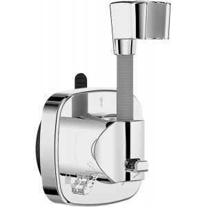 JGD-Support Pommeau de Douche, Support de Douche R&eacute;glable Rotatif &agrave; 360&deg;,R&eacute;utilisable Accroche Pommeau de Douche avec Socle &agrave; ventouse, Argent - Neuf