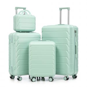 Ensemble de Bagages 2 Pi&egrave;ces (Valise Cabine 19" + Vanity Case 14") en ABS Rigide - 4 Roues Silencieuses 360&deg;, Serrure &agrave; Combinaison - Id&eacute;al pour Week-end et Voyage Cabine - Vert clair - Neuf