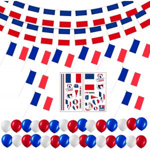 Mevronisshop-Drapeau France Mini Fran&ccedil;ais Bunting Balloons Stickers Int&eacute;rieur Ext&eacute;rieur Patriotic Party Decoration F&ecirc;te Nationale Fran&ccedil;aise Coupe Du Monde De Football - Neuf