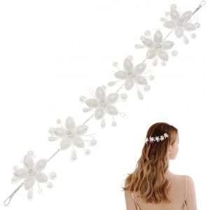 Kal-Serre Tete Femme Chic Cristal Blanc Fleurs Bandeaux Ruban De Perle De Mariage Nuptiale Tête Pieces For Femmes Diadèmes Bijoux Metal White X04915 - Neuf