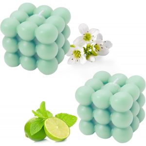 Bougie Bulle | Bougies artisanales naturelles et parfumées | Bougies 100% végétaliennes | Bougies décoratives durables à base de cire de soja naturelle | décoration bohème | 6 x 6 x 6 cm (2pc, vert) - Neuf