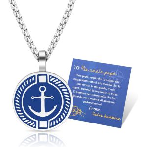 Trahoo-Cadeaux St Valentin Pour Homme, Mari, Petit Ami Idées Cadeaux - Collier Homme Ancre/Boussole, Acier Inox 316l, Romantique Cadeaux Pour Lui, Mari, Petit Ami Anniversaires Noël - Neuf