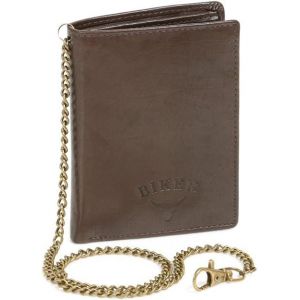 Biker Portefeuille Pour Homme Avec La Cha&icirc;ne, Cuir V&eacute;ritable, Marron/Choco - Neuf