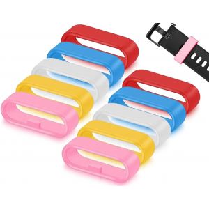 Kal-10 Pièces Boucles De Bracelet De Montre En Silicone,Bracelet De Montre De Remplacement,Anneaux De Fixation De Bracelet De Montre,Anneau De Verrouillage Universel(Couleur,Ovale,20 Mm) - Neuf
