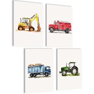 Eryi-Lot De Posters Pour Chambre D'enfant, Garçon Et Bébé, Tableaux Muraux, Pour Chambre D'enfant, Fille, Chambre De Bébé, Images Décoratives Pour Chambre De Bébé (Véhicules À Moteur) - Neuf