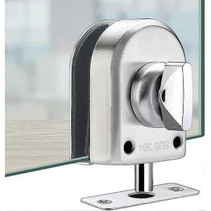 Serrure de porte en verre Serrure de porte en verre en acier inoxydable Serrure de sol Serrure de sol pour salle de bain Toilettes Portes en verre de magasin - Neuf