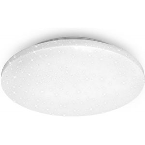 ERSAN-BRILONER - Plafonnier LED avec décor étoilé, plafonnier LED salle de bain IP44, décor perforé, lumière blanc neutre, Ø340 mm, blanc - Neuf