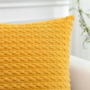CAUC-Housses de coussin d&eacute;coratives en velours c&ocirc;tel&eacute; doux avec texture &agrave; bulles 3D pour canap&eacute;, sofa, chambre &agrave; coucher, taie d'oreiller douce pour d&eacute;coration d'int&eacute;rieur, 30 x 50 cm, jaune - Neuf