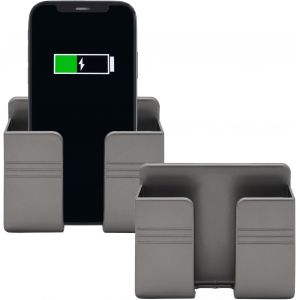 Lot De 2 Supports Muraux Pour Téléphone Portable Avec Adhésif 3m, Support Mural Pour Chargeur, Télécommande, Support Mural Pour Lit, Salon, Gris[Z224] - Neuf