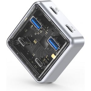 Usb Hub 3.2, Adaptateur 4 Ports Multiprise Usb C 10Gbps, 2 Ports De Type A/C (Avec D'Alimentation 5V), Compatible Avec Macbook, Imac, Surface, Disque Dur Mobile[Z1200] - Neuf
