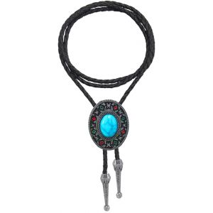 Bolo Tie Men's Tie-Western Cowboy Accessory Leather For Men And Women,Vintage Necklace With Pendant,Ideal For Shirt,Suit And Leisure Clothing (C) - Neuf