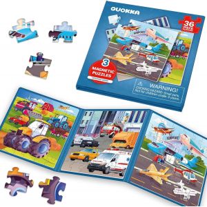 KAL-Jeu Magn&eacute;tique Enfant 2 3 4 Ans - 36 Pi&egrave;ces Puzzle Magn&eacute;tique Enfant - Jeux Voyage Pour 5 6 Ans - Jouets Pour L'Avion Avec Transport - Cadeau Educatif Pour Gar&ccedil;ons Et Filles - Neuf