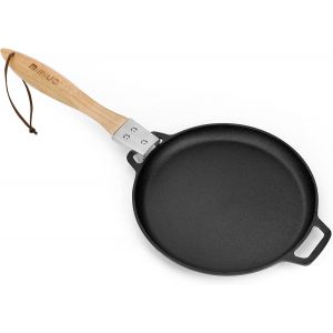 Ulteronixshop-Po&ecirc;le En Fonte, &Oslash; 30cm Ronde Poele Grill Avec Manche Amovible En Bois, Po&ecirc;le &Agrave; Frire &Agrave; Steak Bbq Pour Four &Agrave; Pizza Et Cuisini&egrave;re - Neuf
