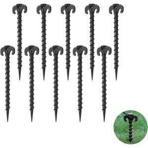 Eryi-Lot De 10 Piquets De Tente Heavy Duty Beach - Vis Indispensables Pour Camping, Randonnée, Jardinage, Plein Air (Noir) - Neuf
