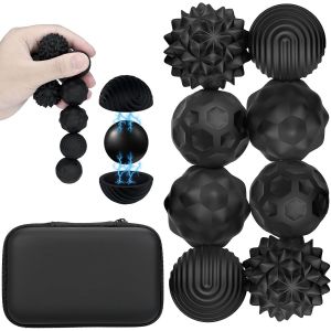 KAL-8 Pièces Boules Magnétiques En Silicone,Boules Magnétiques Anti-Stress,Décompression Jouet,Jouets Sensoriel À Presser Pour L'Autisme Accessoires De Jeux, Silicone Balle Fidget Toys (Noir) - Neuf