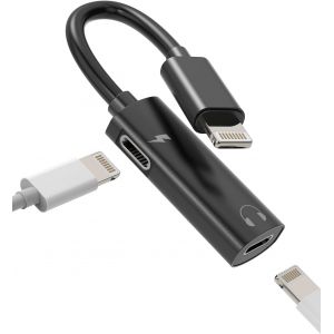 TRAHOO-Adaptateur C&acirc;ble Aux &Eacute;couteurs Lightning Jack Casque Charge pour Apple iPhone 14 13 12 11 Pro Max 7 8 Plus X SE XS XR pour iPad Air Casque Chargeur Accessoires Musique C&acirc;bles Prise R&eacute;partiteur - Neuf