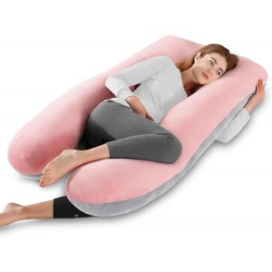Ulteronixshop-Coussin De Grossesse Pour Dormir, Coussin D'allaitement En Forme De U En Velours Amovible, Oreiller De Grossesse, Coussin De Maternit&eacute; Et Corps Pour Dormir (Rose & Gris) - Neuf