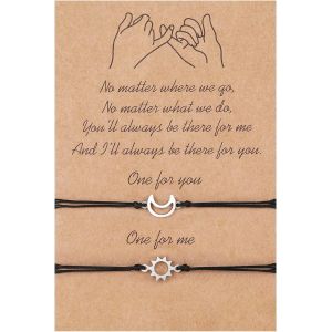 Kal-Bracelet De L'amiti&eacute; Soleil Lune, Bracelet Promesse, Bracelet D'amiti&eacute; Pour Couples, Meilleur Ami, M&egrave;re Fille, Cadeaux Saint Valentin - Neuf