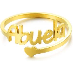 Bague Anneau De Nom Personnalis&eacute; Femme Ajustable En Forme De Coeur Cadeau Anniversaire Saint Valentin Argent/D'or/Or Rose - Neuf