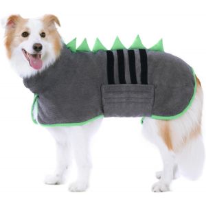 Jgd-Microfibre S&eacute;chage Rapide Peignoir Pour Chien, Peignoir Chien Super Absorbante, Peignoir Pour Animaux Pour Le Bain, La Natation & La Marche Mouill&eacute;e (Gris-Vert, L) - Neuf