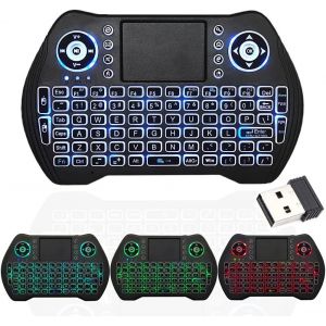 Mini clavier sans fil 2,4 GHz USB Dongle r&eacute;tro&eacute;clair&eacute; Mini clavier avec pav&eacute; tactile Combinaison souris avec batterie Li-ion rechargeable pour Android TV Box PC HTPC PS3 Mac Linux Windows OS - Neuf