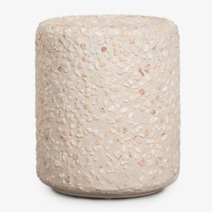 Table de chevet ronde &Oslash;35 cm en ciment Elyndra - Neuf