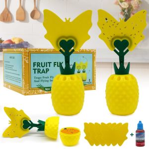 Kalanka-Pièges À Mouches À Fruits Pour L'intérieur Avec Attractif, Piège Jaune Adhésif, Piège Réutilisable À Mouches À Fruits Adhésif, Pour La Maison, La Cuisine, L'extérieur - Neuf