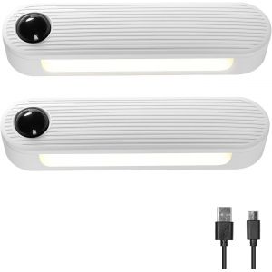 Rechargeable Lumière De Nuit De Led Avec Détecteur De Mouvement Et De Gradateur De Lumière, Idéal Pour Les Chambres D'enfants, Une Lumière Blanche Chaude, Magnétique, Rechargeable Par Usb, Idéal Pour La Salle De Bains, Placard, Couloir (Pack De 2) (Blanc)