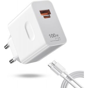 TIANYI-100W Supercharge Chargeur Rapide et 1M 6A C&acirc;ble USB C pour Honor 200 Pro 200 Lite Magic7 5 6, 2 Ports PD Chargeur Rapide USB per Honor 90 Smart X6b X7b 70 Lite X8a X7a X6a X8b X7b Magic V2 V3 - Neuf