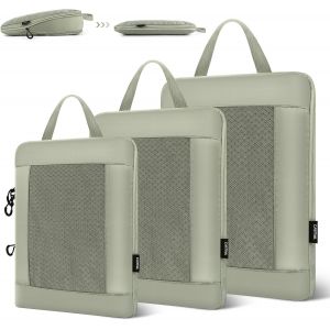 Rangement Val , Ultral&eacute;ger Organisateur Val Compression, Extensible Voyage Packing Cubes Compression Sac Organ Urs De Bagage,Organisateur Val Compressible (Gris Vert, 3 Pi&egrave;ces) - Neuf