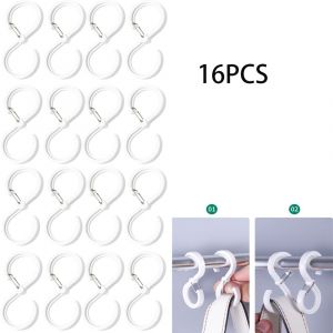 16 crochets en S, crochets de suspension robustes avec boucle de sécurité, sans perçage pour cuisine, salle de bain, chambre et jardin (petit blanc) - Neuf