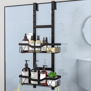 BHHBB-Etagere Douche à Suspendre, Rangement Douche sans Percage aver 2 PCS Réglable Panier à Suspendre pour le gel Douche et le Shampooing (Noir - 2 couches) - Neuf