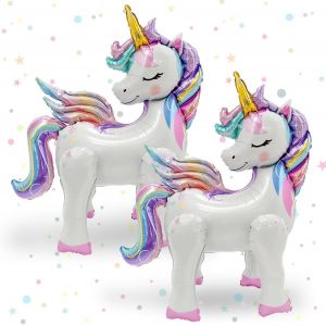 Decoration Anniversaire Licorne Fille,2 Pi&egrave;ces Licorne Ballons,Ballon En Aluminium Licorne,G&eacute;ant Ballons Licorne,Ballon Airwalker Licorne Pour Fille Anniversaire F&ecirc;te D&eacute;coration - Neuf