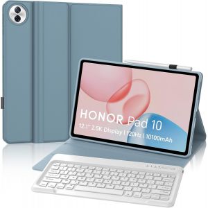 Clavier Pour Honor Pad 10 Wifi Tablette 12.1 Pouces 2025, Étui Housse Pour Honor Pad 10 2025 12.1"", Azerty Français Clavier Magnétique Bluetooth Sans Fil, Bleu - Neuf