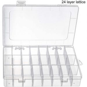 Boîte De Rangement Avec Séparateurs Réglables, Organisateur De Compartiments 15/24/36, Conteneur De Rangement Transparent Pour Organisateur De Perles, Matériel De Pêche, Planche En Feutre Et Rangement - Neuf