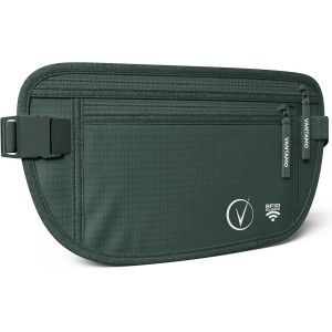ERSAN-Sac Banane Femme Ultra Fin avec Protection RFID, Antivol Banane Homme avec Sangle R&eacute;glable, Ceinture Course &agrave; Pied L&eacute;g&egrave;re pour Voyage et Sport, Pochette Secr&egrave;te pour Telephone et Passeport - Neuf