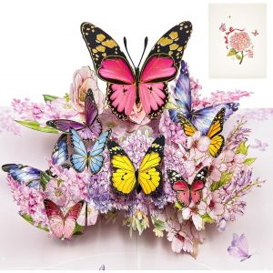 Carte Anniversaire Pop-Up avec Papillon, Carte 3D Papillon pour Anniversaire, Saint-Valentin, Fête des Mères, Carte Pop-Up Surprise avec Enveloppe pour Femme, Fille, Petite Amie, Mère, S?urs - Neuf