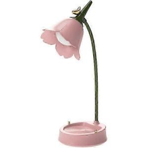 Fleur LED Lampe de table Lampe de table sans fil Réglable Col de cygne Dimmable Toucher Batterie rechargeable Chambre d'étudiant (rose) - Neuf