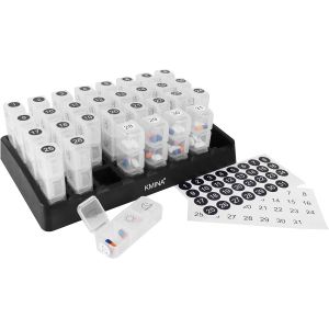 Pilulier Mensuel Français 31 Jours 3 Compartiments,Boite Medicaments,Matin Midi Soir,Organiseur Pilule,Journalier - Neuf