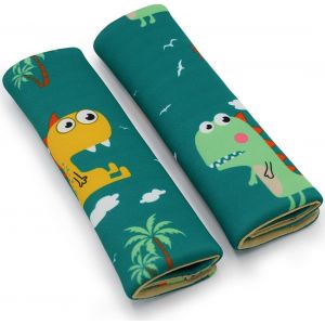 Subzonal-2 Pcs Pads Ceinture De S&eacute;curit&eacute; Pour Enfants Motif Dinosaure, Pads Ceinture De S&eacute;curit&eacute; Voiture, Cartoon Imprim&eacute; &Eacute;paulettes, Doux Et Confortable &Eacute;paulettes Voiture, Sac &Agrave; Dos &Eacute;paulettes - Neuf