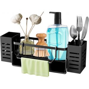 Organisateur Evier Cuisine, Porte Eponge Evier Cuisine En Acier Inoxydable Avec Bac De Vidange Porte-Serviettes Rangement Eponge Cuisine - Neuf