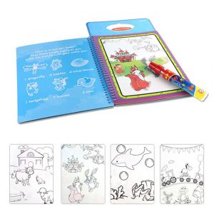 Livre de coloriage magique &agrave; l'eau avec pages r&eacute;utilisables et stylo &agrave; dessin pour enfants - Th&egrave;me animaux - Neuf
