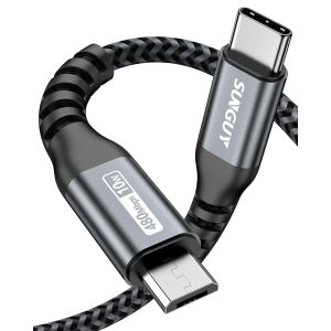 Câble USB C vers micro USB, charge les appareils micro USB, 15 cm Câble de charge USB C vers micro USB compatible avec MacBook (Pro), Samsung Galaxy S20/S9/S9+/S10, Moto Z/Z2, gris - Neuf
