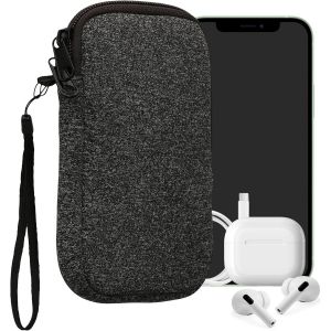 KAL-Housse Universelle Smartphone - Pochette De Protection 15,2 X 8,3 Cm Pour Téléphone Portable M - 5,5"" En Néoprène Anthracite-Blanc - Neuf