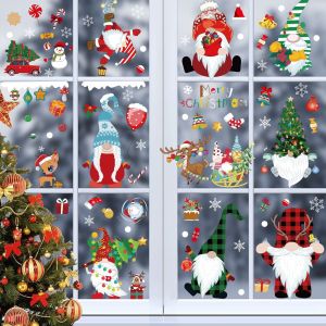 133 pi&egrave;ces de No&euml;l, autocollants pour fen&ecirc;tres, d&eacute;coration de No&euml;l de nouvelles de No&euml;l gnome 20 * 30 cm * 9 autocollants pour fen&ecirc;tres de BRICOLAGE amovible en PVC r&eacute;utilisable, autocollants pour f - Neuf